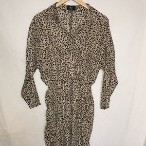 AX Paris 3/4 sleeve collared cheetah print dress